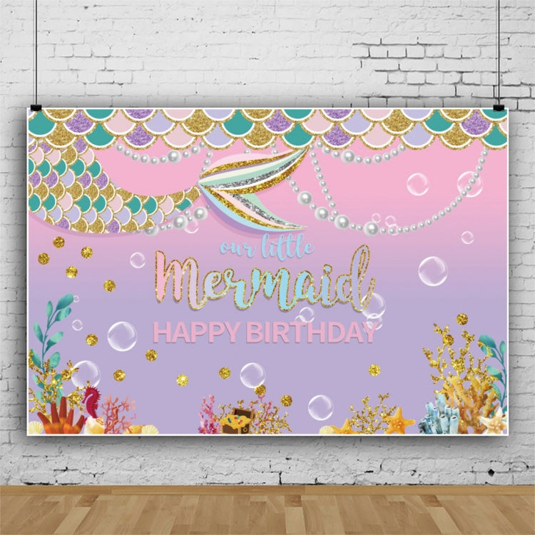 120 x 80cm Mermaid Happy Birthday Photography Background Cloth