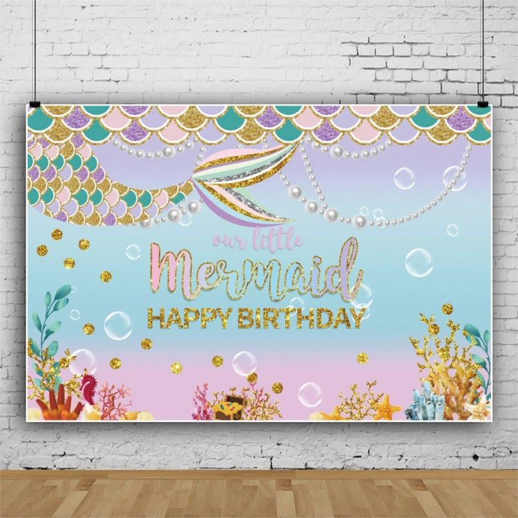 120 x 80cm Mermaid Happy Birthday Photography Background Cloth