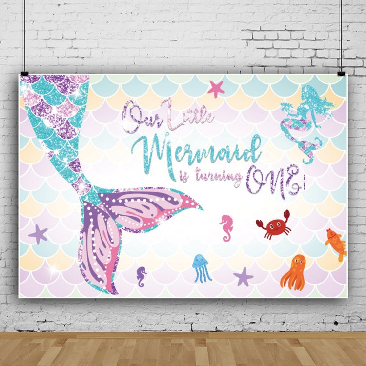 120 x 80cm Mermaid Happy Birthday Photography Background Cloth