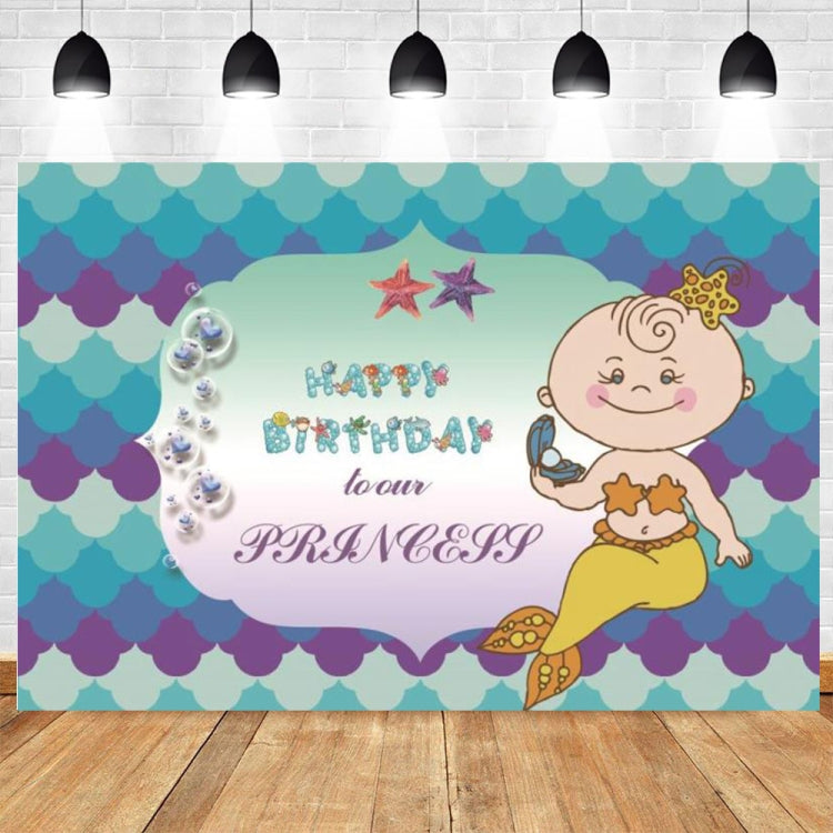 120 x 80cm Mermaid Happy Birthday Photography Background Cloth