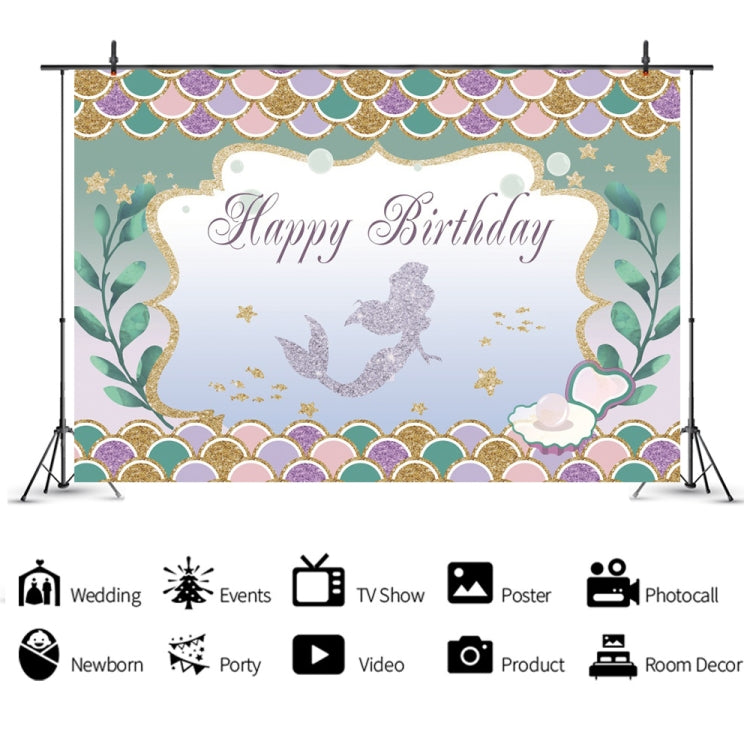 120 x 80cm Mermaid Happy Birthday Photography Background Cloth