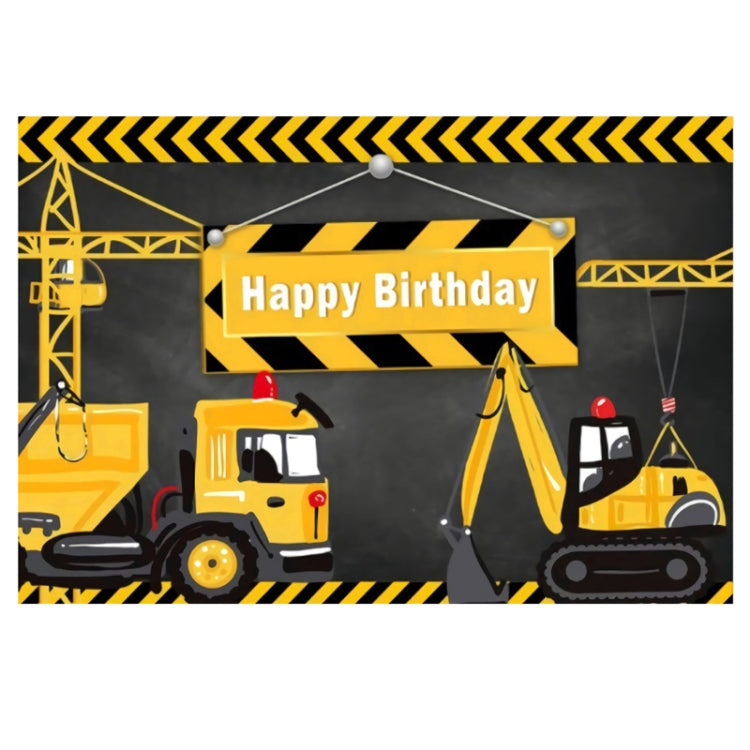 1.2m x 0.8m Construction Vehicle Series Happy Birthday Photography Background Cloth