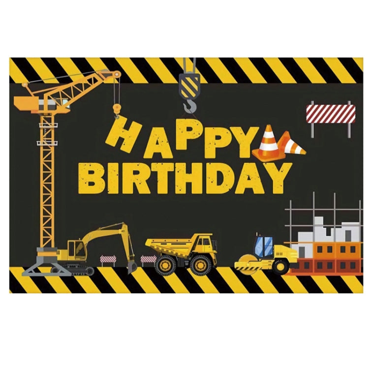 1.2m x 0.8m Construction Vehicle Series Happy Birthday Photography Background Cloth