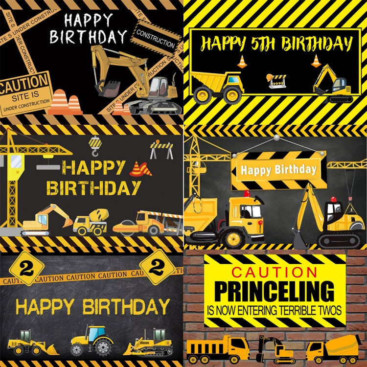 1.2m x 0.8m Construction Vehicle Series Happy Birthday Photography Background Cloth