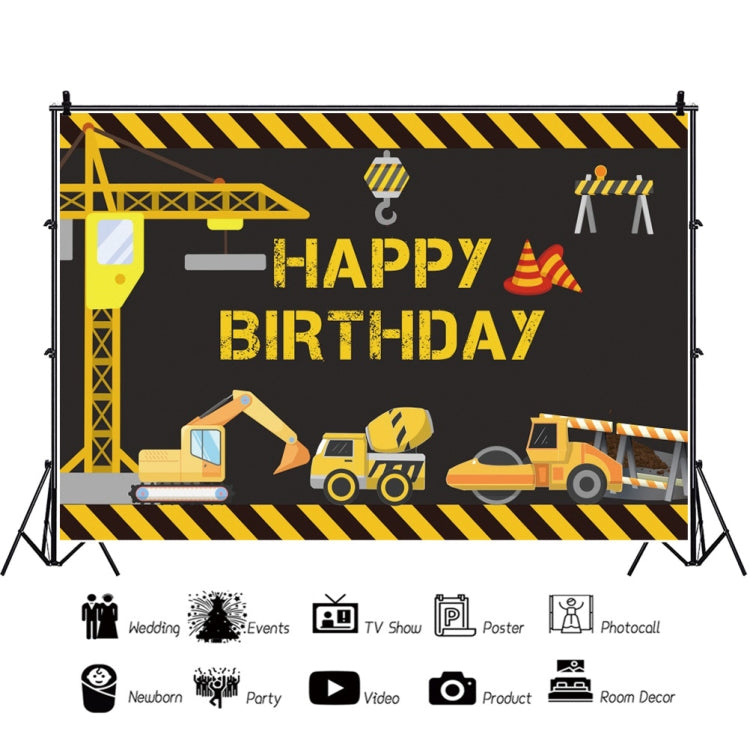 1.2m x 0.8m Construction Vehicle Series Happy Birthday Photography Background Cloth