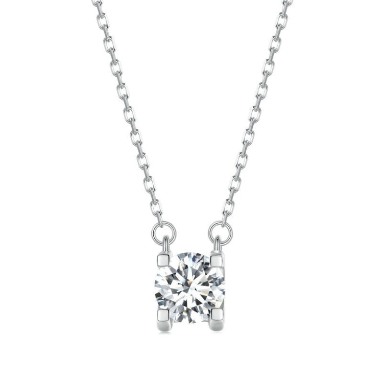 Sterling Silver S925 Sparkling Moissanite Pendant White Gold Plated Necklace