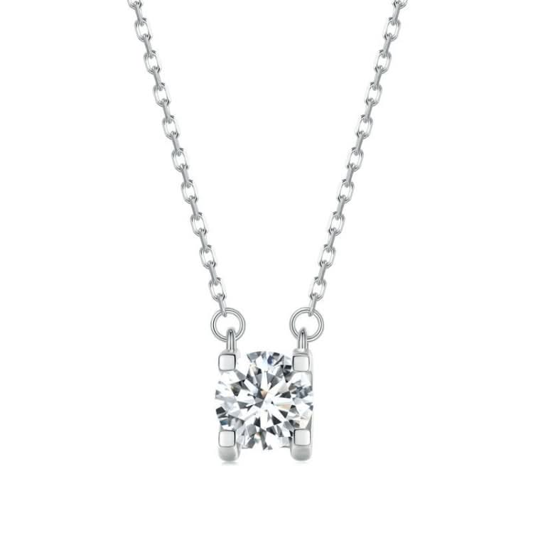 Sterling Silver S925 Sparkling Moissanite Pendant White Gold Plated Necklace Reluova