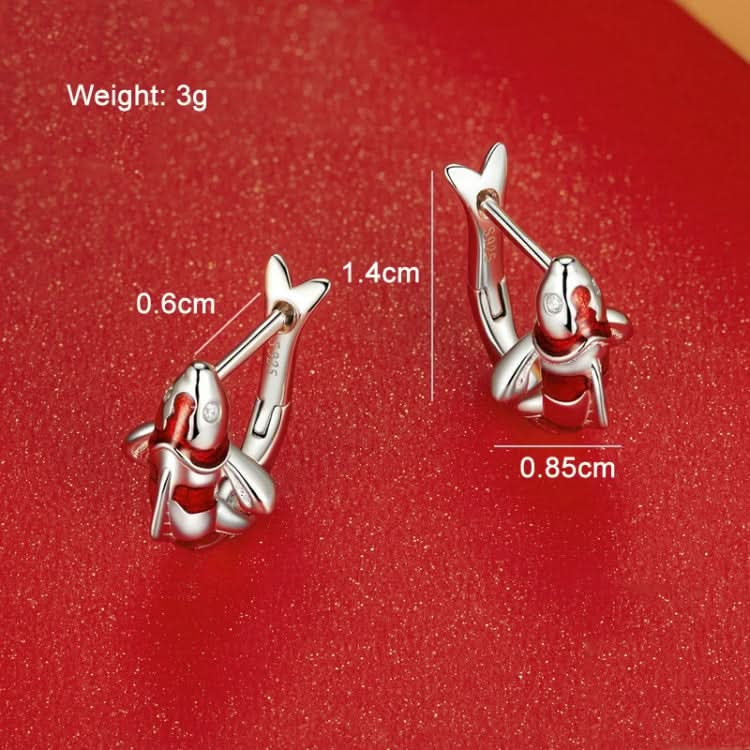 Sterling Silver S925 Zirconia White Gold Plated Good Luck Koi Earrings Reluova