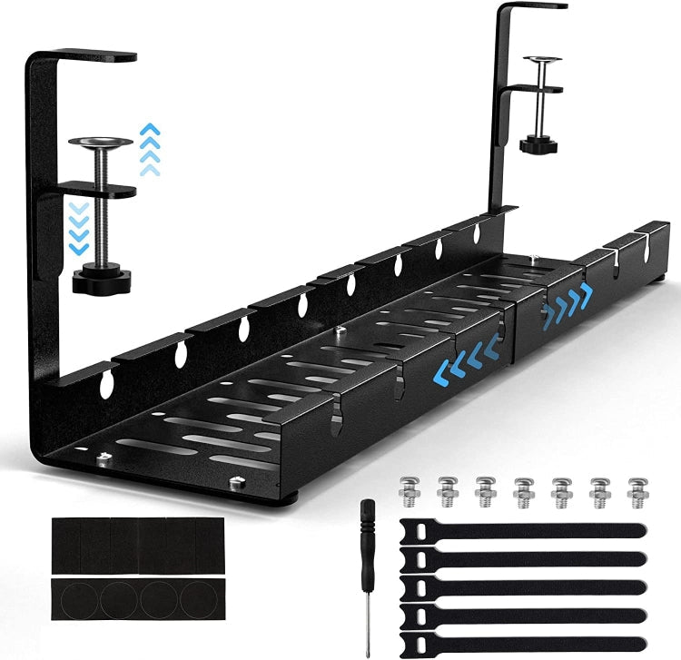 Stretchable Under Desk Cable Management Tray Carbon Steel Cable Organizer Cable Storage Rack