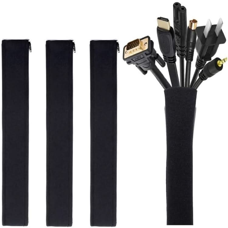 Cord Management Organizer Kit Cable Sleeve With Zipper Cable Clip