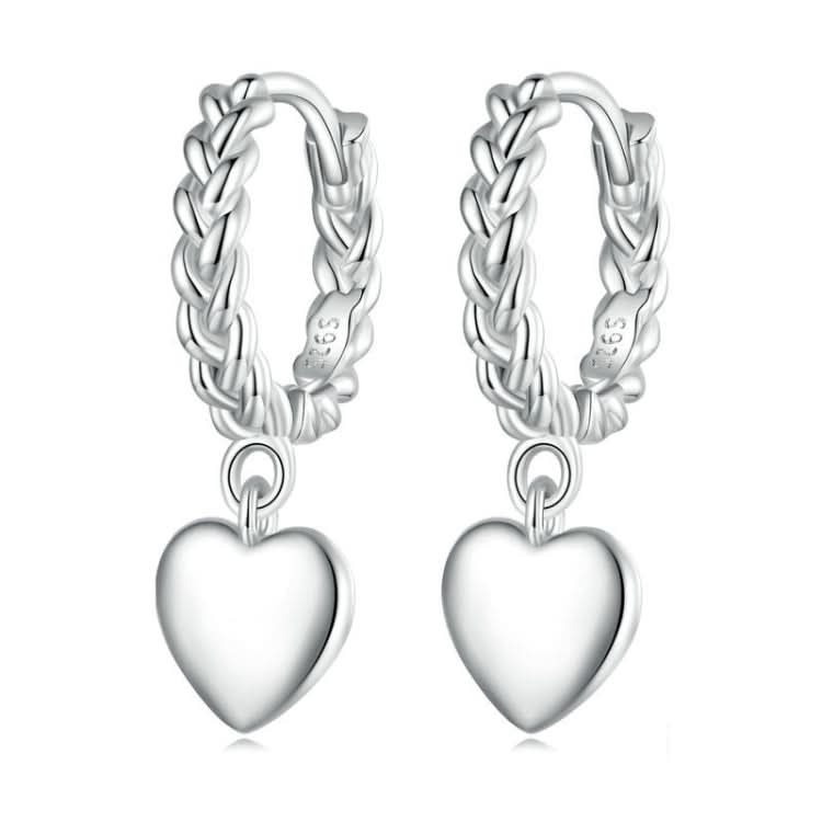 Sterling Silver S925 Twist Heart White Gold Plated Earrings Reluova