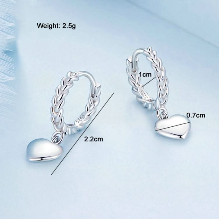 Sterling Silver S925 Twist Heart White Gold Plated Earrings Reluova