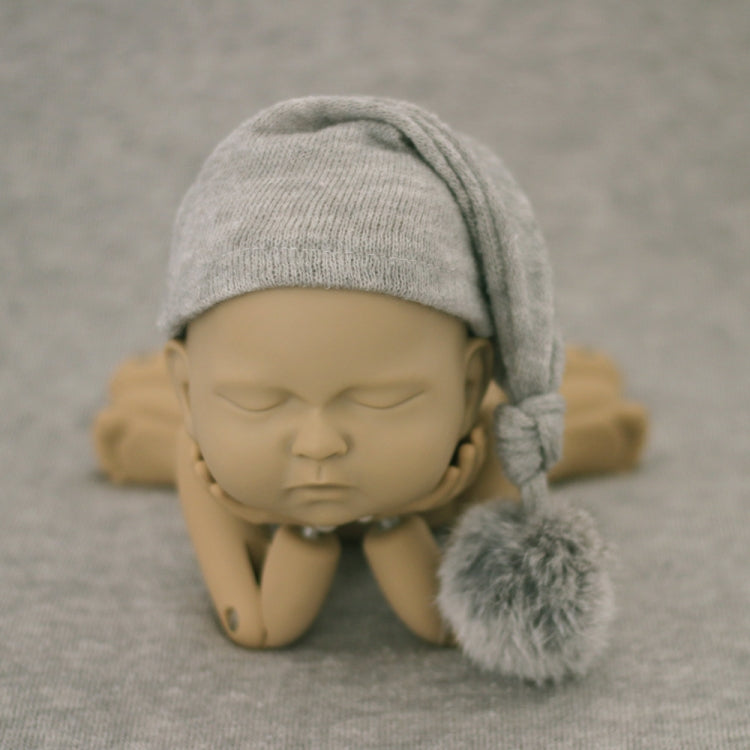 Newborn Photography Clothing Baby Photography Fur Ball Knitted Long Tail Hat