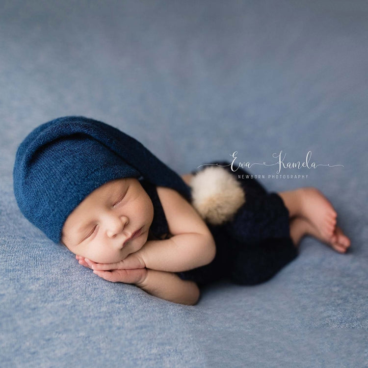 Newborn Photography Clothing Baby Photography Fur Ball Knitted Long Tail Hat