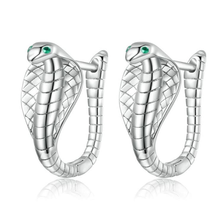 Sterling Silver S925 White Gold Plated Zirconia Cobra Earrings Reluova