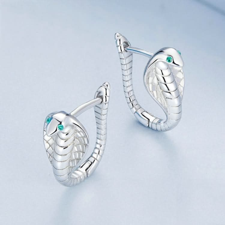 Sterling Silver S925 White Gold Plated Zirconia Cobra Earrings Reluova