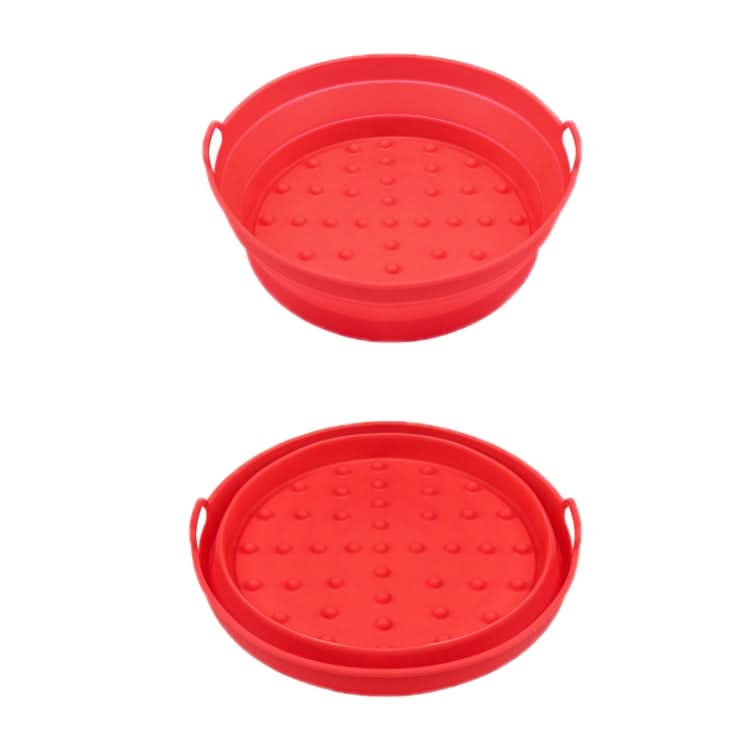 Air Fryer Grill Mat High Temperature Resistant Silicone Baking Tray, Specification: Round Inner Red, Series 1 Reluova