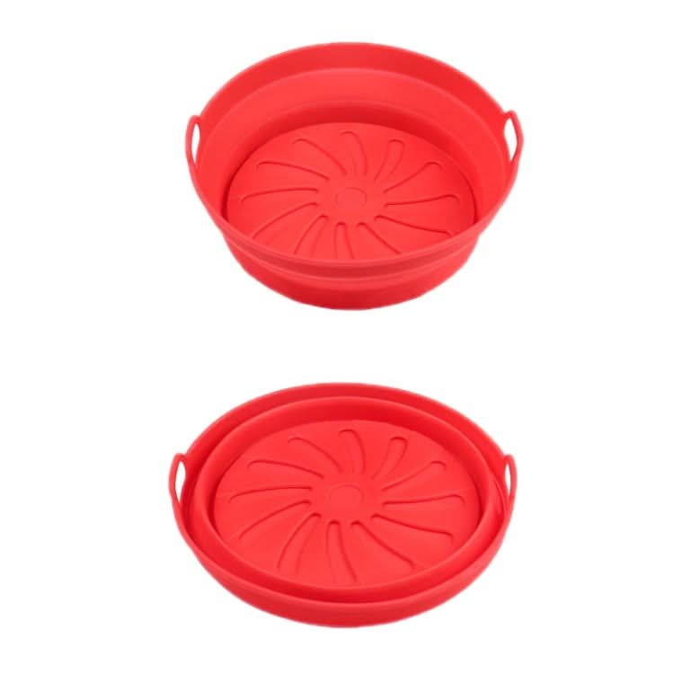 Air Fryer Grill Mat High Temperature Resistant Silicone Baking Tray, Specification: Round Inner Red, Series 2 Reluova