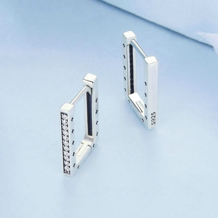 Sterling Silver Geometric Minimalist Rectangular Earrings Reluova