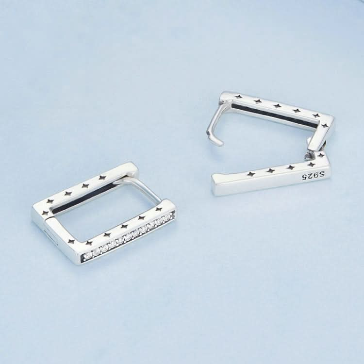 Sterling Silver Geometric Minimalist Rectangular Earrings Reluova