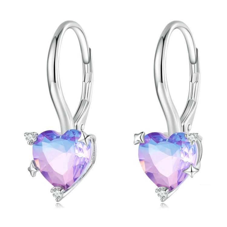 Sterling Silver S925 White Gold Plated Zirconia Illusion Heart Earrings Reluova