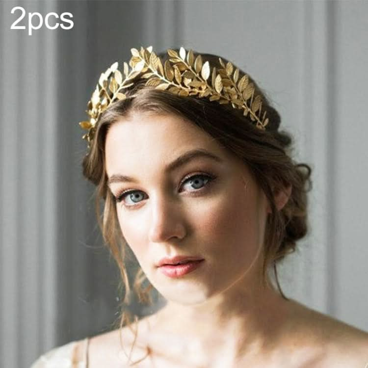 2pcs MetallicLeaves Branch Crown Hair Band Wedding Tiara Hair Accessories Reluova