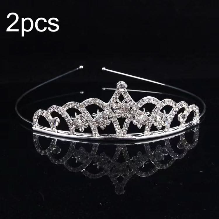 2pcs Little Girl Crown Hair Band Alloy Hair Ornaments Rhinestone Headdress Reluova