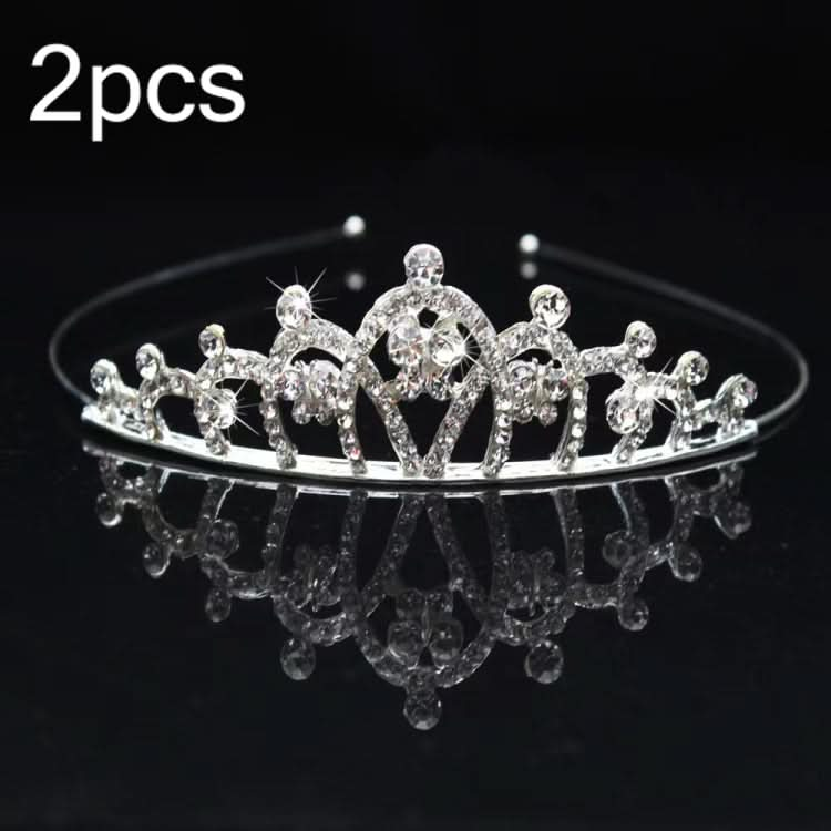 2pcs Little Girl Crown Hair Band Alloy Hair Ornaments Rhinestone Headdress Reluova