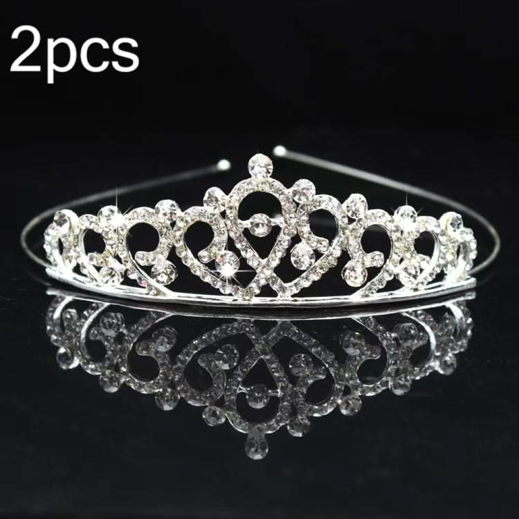 2pcs Little Girl Crown Hair Band Alloy Hair Ornaments Rhinestone Headdress Reluova