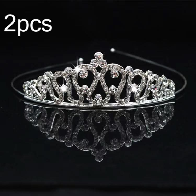 2pcs Little Girl Crown Hair Band Alloy Hair Ornaments Rhinestone Headdress Reluova