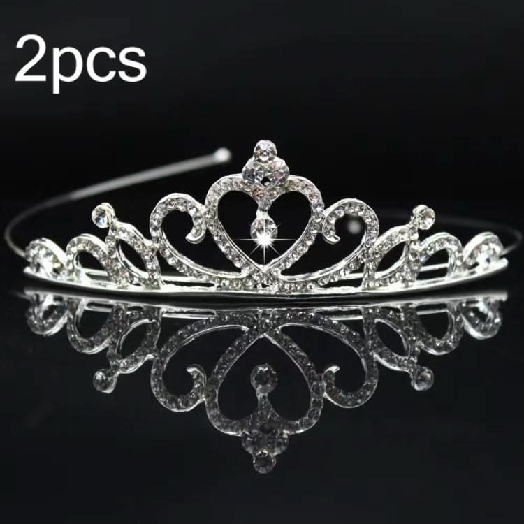 2pcs Little Girl Crown Hair Band Alloy Hair Ornaments Rhinestone Headdress Reluova