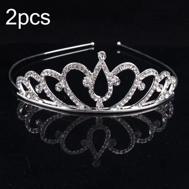 2pcs Little Girl Crown Hair Band Alloy Hair Ornaments Rhinestone Headdress Reluova