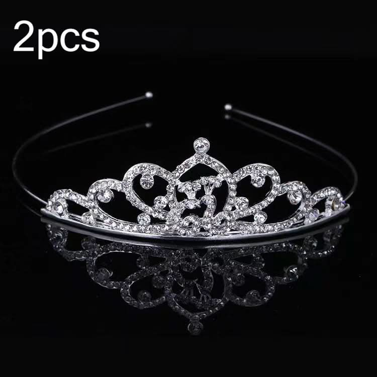 2pcs Little Girl Crown Hair Band Alloy Hair Ornaments Rhinestone Headdress Reluova