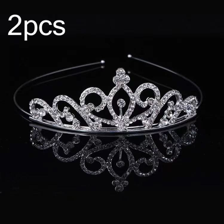 2pcs Little Girl Crown Hair Band Alloy Hair Ornaments Rhinestone Headdress Reluova