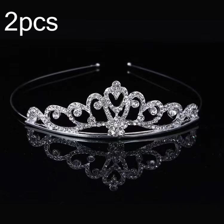 2pcs Little Girl Crown Hair Band Alloy Hair Ornaments Rhinestone Headdress Reluova