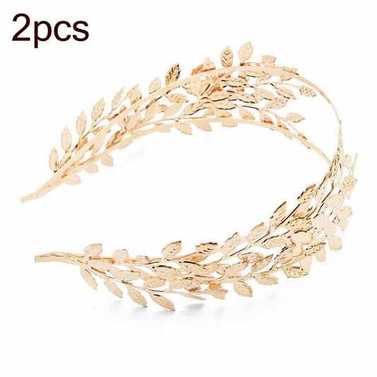 2pcs MetallicLeaves Branch Crown Hair Band Wedding Tiara Hair Accessories Reluova