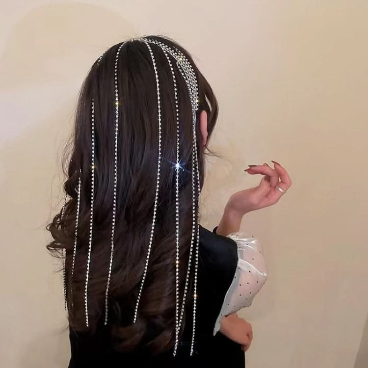 Rhinestone Chain Hair Band Female Braided Tassel Headdress Reluova