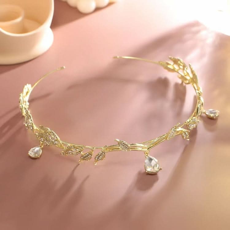 Leaves Frontal Ornaments Crown Hair Band Rhinestone Headdress Reluova