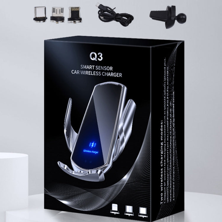 Q3 Infrared Induction Magnetic Car Wireless Charging Phone Bracket with Micro USB + 8 Pin + Type-C / USB-C Magnetic Connector ÎҵÄÉ̵ê