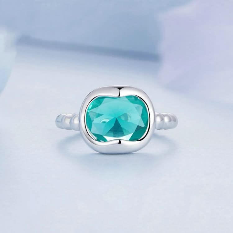 Sterling Silver S925 Silver Synthetic Paraiba White Gold Plated Ring Reluova