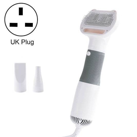 3 in 1 600W Pet Electric High Wind Hair Removal Blowing Combs, Specification: UK Plug 220-240V(Gray)-Reluova