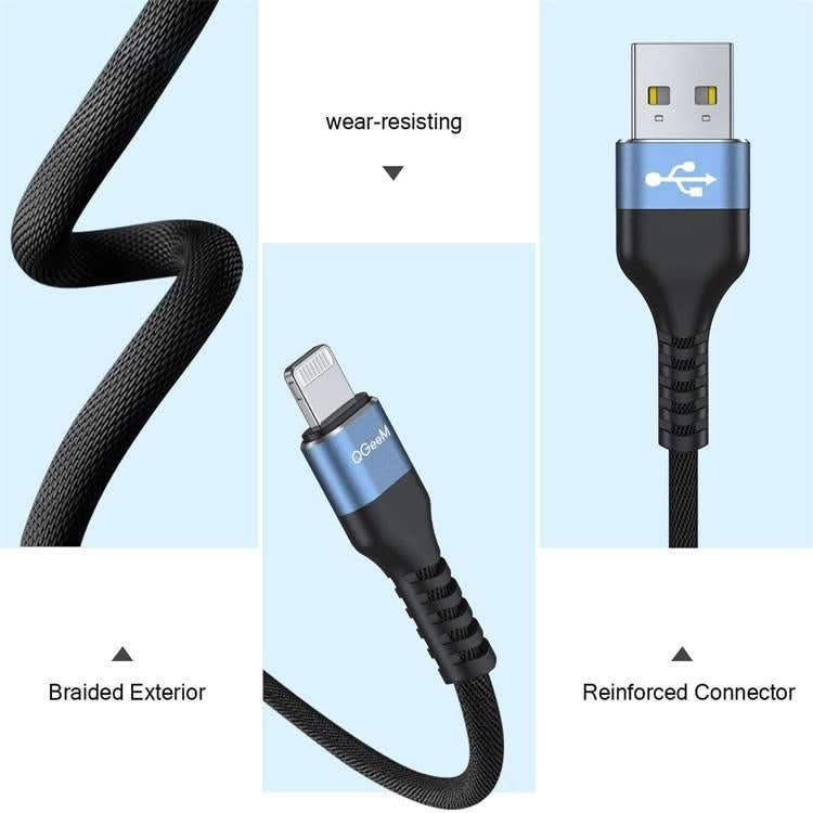 QGeeM MF01 USB-A To 8 Pin Phone Tablet Fast Charging Data Cable, Length: