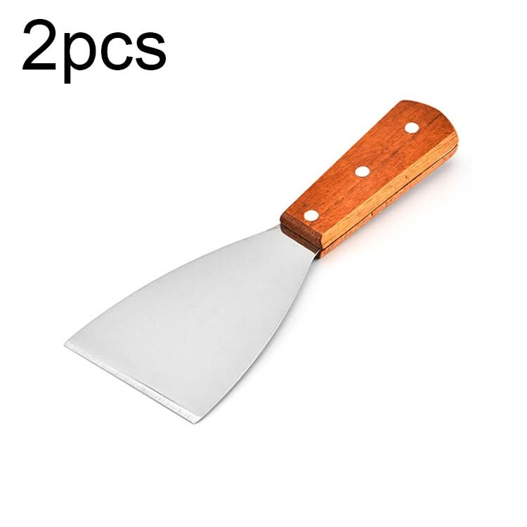 2pcs Stainless Steel Pizza and Steak Shovel Wooden Handle Slanted Shovel Kitchen Tool-Reluova