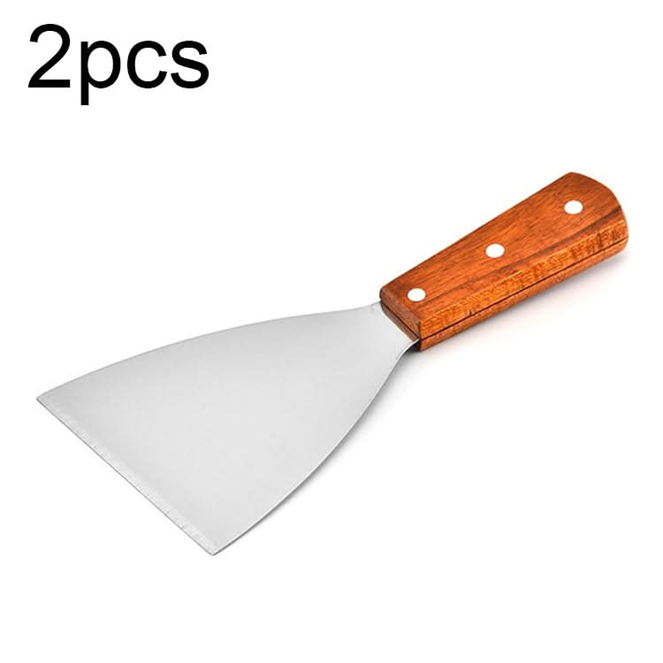 2pcs Stainless Steel Pizza and Steak Shovel Wooden Handle Slanted Shovel Kitchen Tool-Reluova