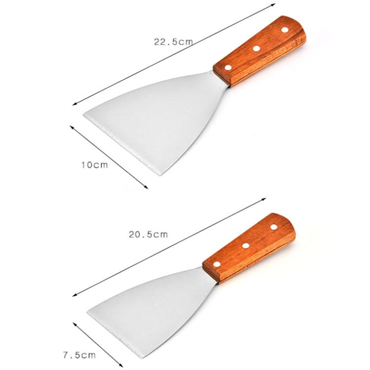 2pcs Stainless Steel Pizza and Steak Shovel Wooden Handle Slanted Shovel Kitchen Tool-Reluova