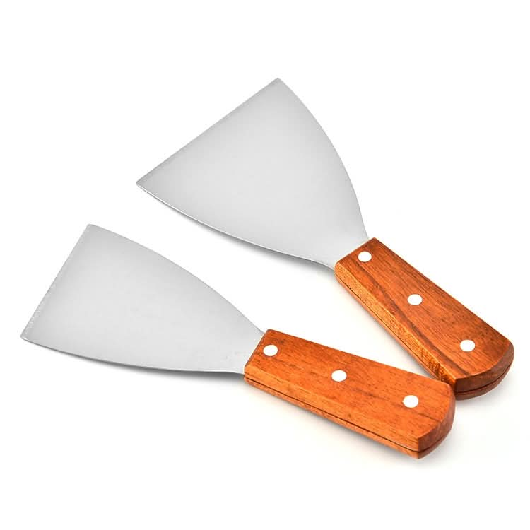 2pcs Stainless Steel Pizza and Steak Shovel Wooden Handle Slanted Shovel Kitchen Tool-Reluova