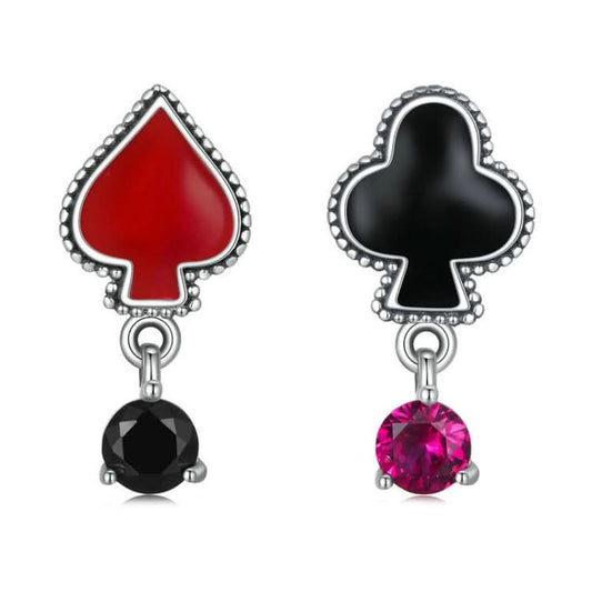 Sterling Silver S925 Plum Red Peach Poker Zirconia Earrings Reluova