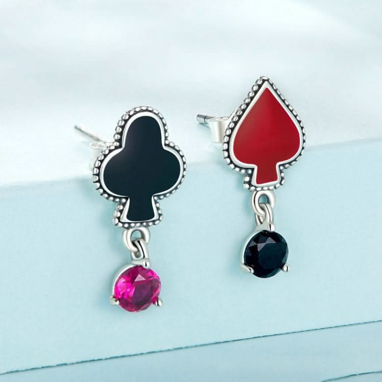 Sterling Silver S925 Plum Red Peach Poker Zirconia Earrings Reluova