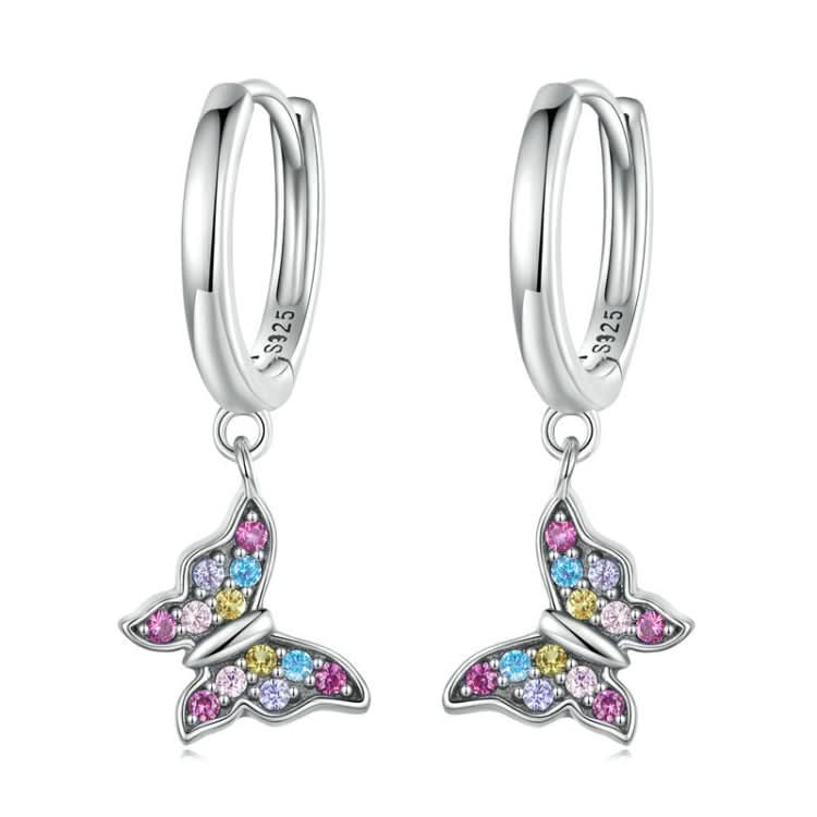 Sterling Silver S925 Colorful Butterfly Insect Zirconia Earrings Reluova