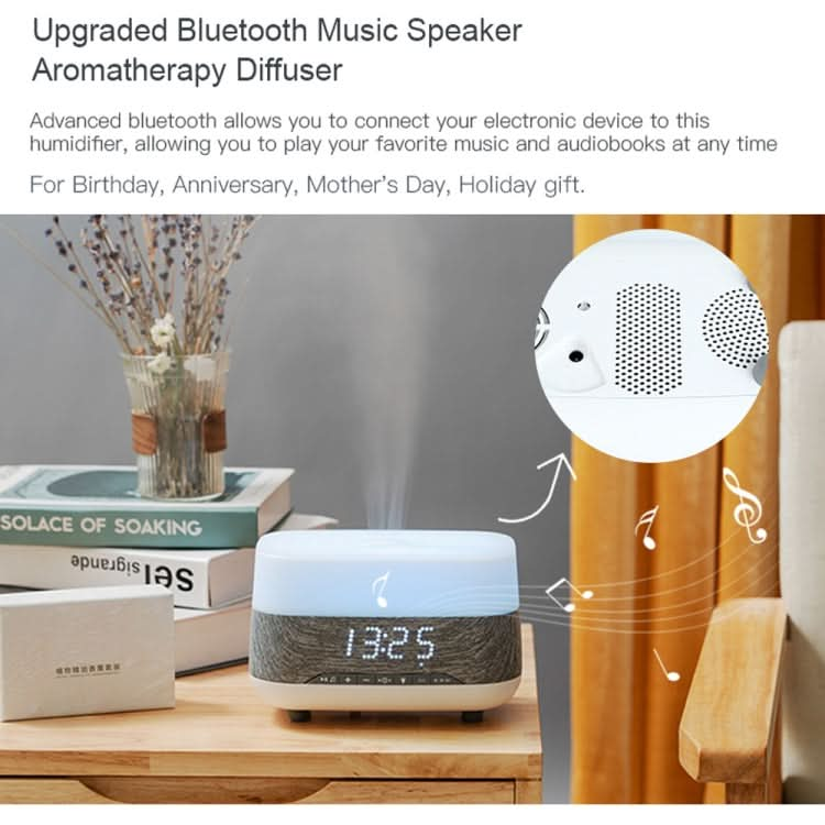 300ml Bluetooth Clock Aromatherapy Humidifier with Seven-color Ambient Light,EU Plug-Reluova